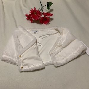 Calvin Klein Faux Fur White Dress Shoulder Coverup